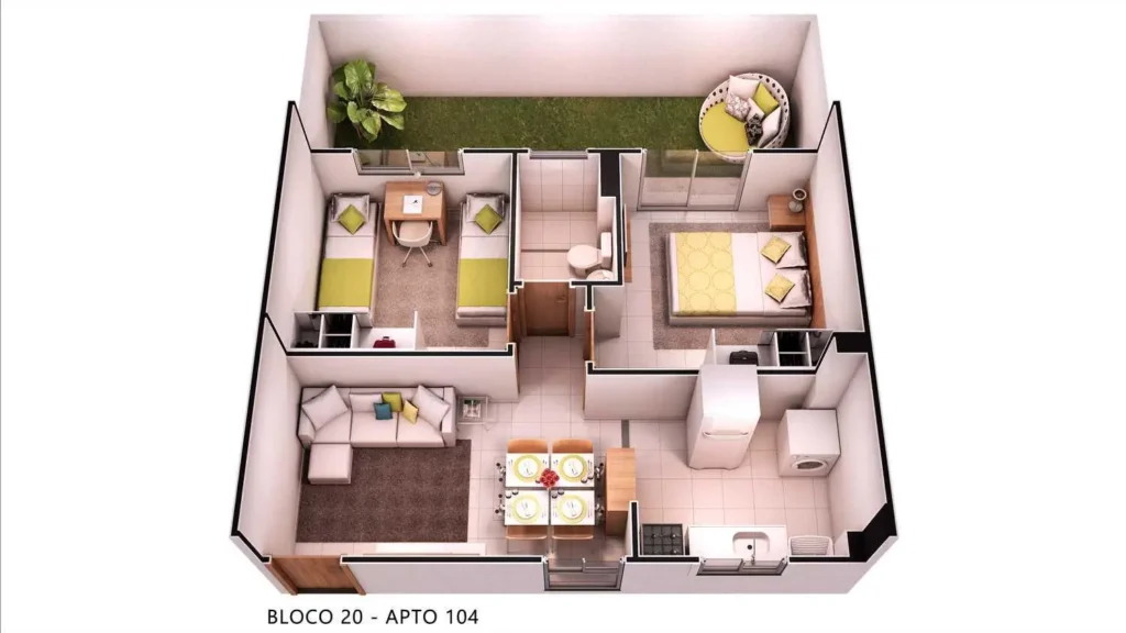 RESIDENCIALJARDIMDOATALAIA_ISOMETRICA_APTO104BLOCO20_P4
